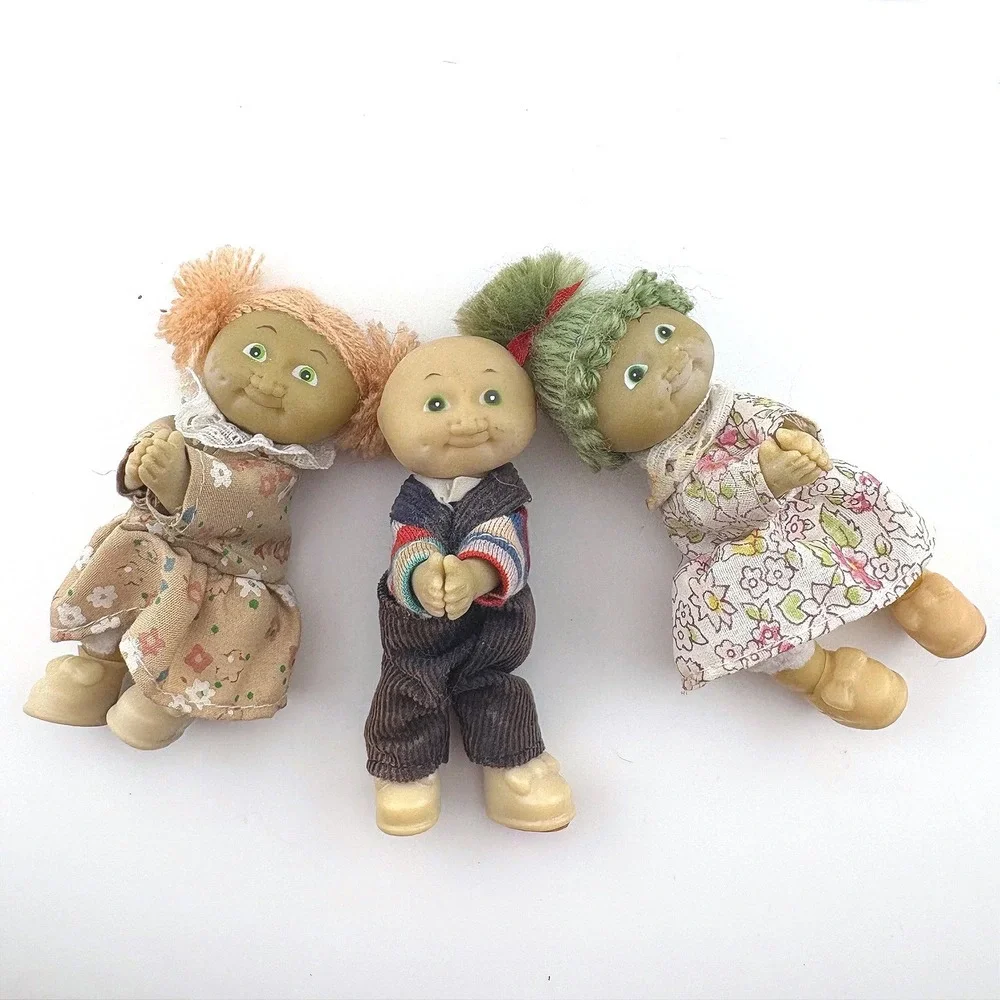Vintage 80s Cabbage Patch Style Clip On Dolls Set‎ of 3 Miniature Figures Korea